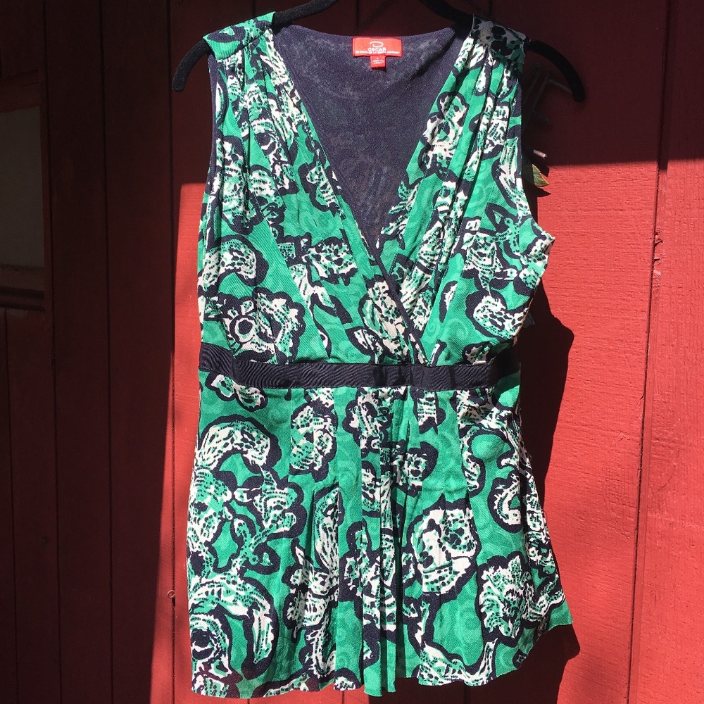 OSCAR de la RENTA FLORAL SLEEVELESS TOP, SIZE L